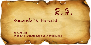 Rusznák Harald névjegykártya